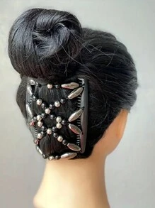 1pc Women's Double-Sided Elegant Beaded Hair Comb Clip, Suitable For Ponytail, Half-Up, And Layered Hairstyles, Multi-Functional Hair Accessory, Ideal Gift Choice Hair Bun Hair Pin Hair Bun Maker Bun Hair Piece Hair Styling Pins, School Stuff, Hair Accessories, Head Accessories