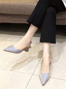 Elegant Mid-Heel Sandals For Women, Matched With Skirts, Fashionable And Versatile Pointed-Toe Shoes For Summer 2024