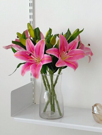 1/3/5pcs Lily Decoration Fake Flowers Living Room Tabletop Decoration Artificial Flowers, Valentine Day, Gift Gifts Birthday Graduation Home Decor Back To School Room Decor School Supplies