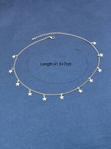 Silver Five-Star Pendant Simple Necklace