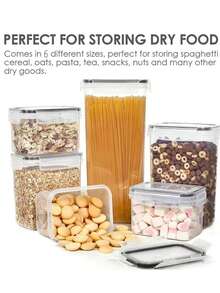 30pcs Airtight Food Storage Containers With Lids And Labels, Plastic Kitchen Storage Containers, Dry Food Canisters For Flour, Sugar And Cereal, Pasta, Tea, Nuts And Coffee Beans, Plastic Food Preservation Tank, Home Kitchen Supplies,Kitchen Storage & Organization,Organizer,Organiser,Decor,Decorations - Black and White - View 4