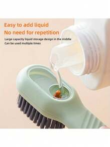 1入組鞋刷+液體盒，柔軟毛髮清潔刷，帶有肥皂分配器的多功能清潔刷，適用於家庭清潔、鞋子洗潔和洗衣 - 白色 - 查看 3