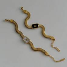 S SHOPBOHO 1pc Vintage Boho Jewelry Chunky Snake Chain Link With Shell Stone Charm Bracelet For Women