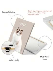 1pc Framed Personalised Pet Portrait, Custom Pet Portrait From Photo, Custom Cat Portrait, Custom Dog Portrait, Pet Memorial Ideas, Perfect Gift And Decoration, Pet Art Ornamental Exquisite, Stylish, For Anniversaries, For Valentine's Day, For Mother's Day, For Birthdays, For Children's Day, For Graduation, For Weddings, For Housewarming Dining Room, Living Room, Bedroom, Office, Tea Room, Home, Valentine Day, Valentine Day Decor Gifts, Slow Summer Living, Customized Wall Art, Chic Autumn