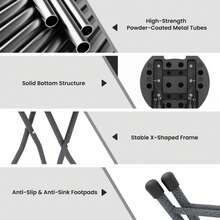 COSTWAY 18"H Folding Stool Portable & Foldable Camping Chair With Built-In Handle Black - black-1pcs - View 6