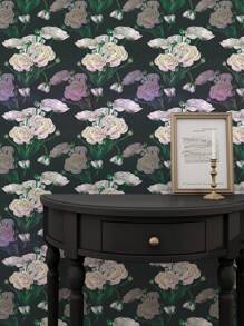 1 rollo 44,5cm Papel tapiz floral retro, despegar y pegar, adecuado para decoración de fiestas, dormitorios, gabinetes, etiquetas decorativas removibles