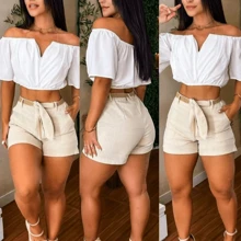 Women Shorts - Màu be - Xem 4