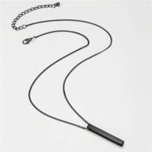 1 Peça colar masculino de estilo minimalista e Hip-Hop em Aço Inoxidável em forma de Cubo, Colar Pingente Retangular em Aço Titânio