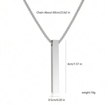 1 Peça colar masculino de estilo minimalista e Hip-Hop em Aço Inoxidável em forma de Cubo, Colar Pingente Retangular em Aço Titânio