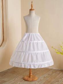 1件装女士单层花边可调节三钢圈衬裙，适合花童、舞台表演、公主洛丽塔连衣裙、秋季女装、情人节配饰 - 三圈襯裙 - 查看 1