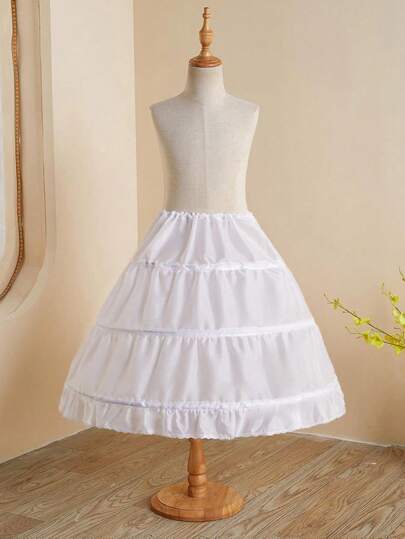 1 pieza Enagua de mujer de una sola capa con borde de encaje floral, ajustable con 3 aros de acero, adecuada para niña de las flores, actuación en el escenario, vestido de princesa Lolita, ropa de otoño para mujer, accesorios para el Día de San Valentín