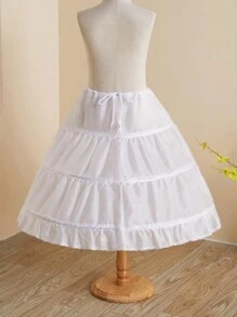 1件装女士单层花边可调节三钢圈衬裙，适合花童、舞台表演、公主洛丽塔连衣裙、秋季女装、情人节配饰 - 三圈襯裙 - 查看 2