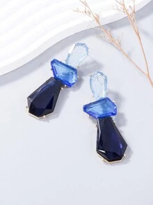 1 Đôi Bông Tai Tòn Ten Hình Học Nhựa Ngọc, Bông Tai Mặt Dây Chuyền Thời Trang Cho Nữ Cho Ngày Lễ - Màu xanh lam - Xem 3
