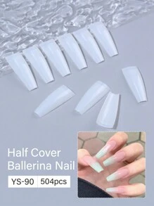 504 stks/zak Nieuw Ontwerp Druk Op Nagels Verlenging Dunne Vouw Naadloze Waterdruppel Nagels Verlenging Nep Nagels
