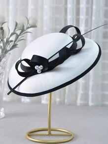 法式優雅女士禮帽，淑女大沿帽，英式復古貴族帽，黑色/新娘白/賽馬/派對/婚禮攝影女士花結 - A - 查看 6