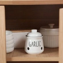 1pc Ceramic Garlic Keeper With Lid And Breathable Holes, Garlic Storage Container For Counter To Keep Your Garlic Cloves Fresh Longer - Garlic Storage Jar - View 9