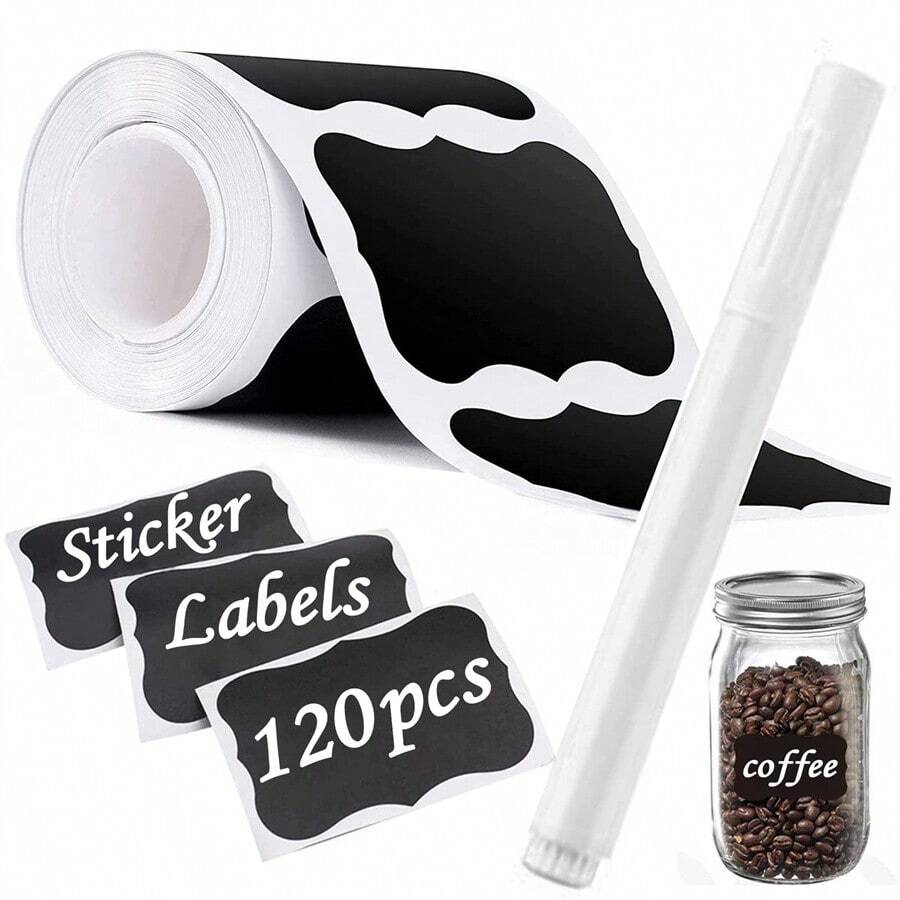 Chalkboard Labels Stickers, 120pcs Black Chalkboard Labels For