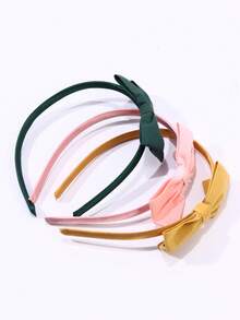 3 szt. Dziewczyny jednokolorowa wstążka opaski na głowę z kokardą, lekka i poręczna opaska do włosów z kokardką dla dzieci prezent akcesoria do włosów - Wielokolorowe - Zobacz 5