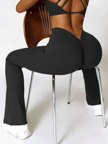 Speed mate Pantaloni yoga a zampa di elefante in nylon per donne, leggings yoga modellanti, pantaloni casual a zampa di elefante aderenti di colore unito per allenamento per donne