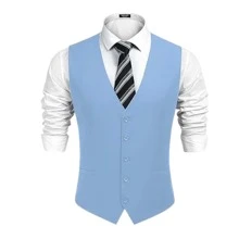 Slim Formal Vest High Standard Luxury Cut - Immediate Shipping - Baby Blue - View 3