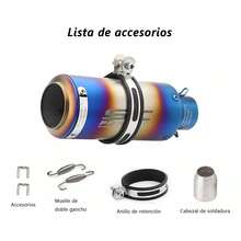 Tubo de escape de motocicleta, funcionamiento suave, rendimiento duradero, resistencia al impacto, tubo de escape de motocicleta de color degradado. 1x51mm con silenciador - Azul - Ver 7