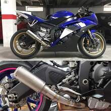 Tubo de escape de motocicleta, funcionamiento suave, rendimiento duradero, resistencia al impacto, tubo de escape de motocicleta de color degradado. 1x51mm con silenciador - Azul - Ver 10