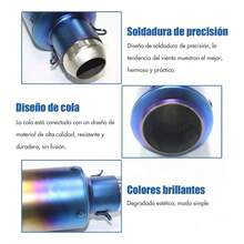 Tubo de escape de motocicleta, funcionamiento suave, rendimiento duradero, resistencia al impacto, tubo de escape de motocicleta de color degradado. 1x51mm con silenciador - Azul - Ver 4
