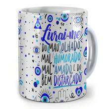 Caneca Branca Livra-me do mal olhado - Branco - Visão 2
