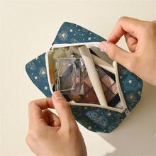 宇宙圖案雙面印刷鑽石網八邊形化妝包多功能手提包 - 適用於女孩便攜式化妝品和旅行必備品的拉鍊收納袋，裝有女士化妝品和旅行必備品的拉鍊化妝包 - 彩色 - 查看 2