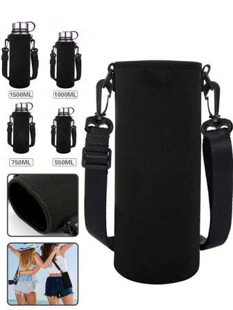 1 pieza Bolsa transportadora de botella de agua, estuche aislado para botella de agua deportiva, funda protectora de taza con correa ajustable para taza, botella, portátil de viaje, kit de viaje, accesorios de viaje, regalo para viaje
