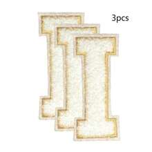 3 件 A-Z 3.15 英寸大号雪尼尔刺绣字母贴片，熨烫缝制字母贴片，用于衣服、夹克、帽子、书籍、背包的缝制贴花 - DIY 刺绣用品 - 白色 - 查看 20