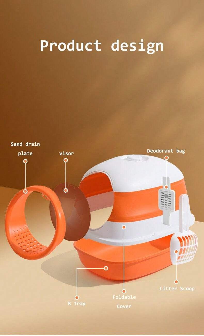 Extra Large Enclosed Cat Litter Box Foldable TPE Material Cat Litter