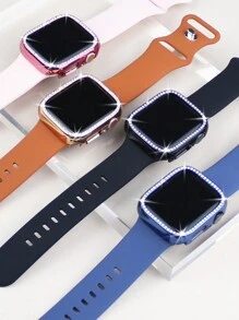 4pcs Apple Watch Case For Women, Casual Fashion Party, Sparkling Inlaid Rhinestone, Anti-Drop, Shockproof, Scratch-Resistant, Sensitive Touch, Simple And Convenient, Pc Watch Protection Case Compatible With Apple Watch 38/40/41/42/44/45/49/42(Series10)/46Mm, Compatible With Apple Watch Series Ultra/10/9/8/7/6/5/4/3 Watch Protection Case, Multiple Colors To Meet Matching Needs