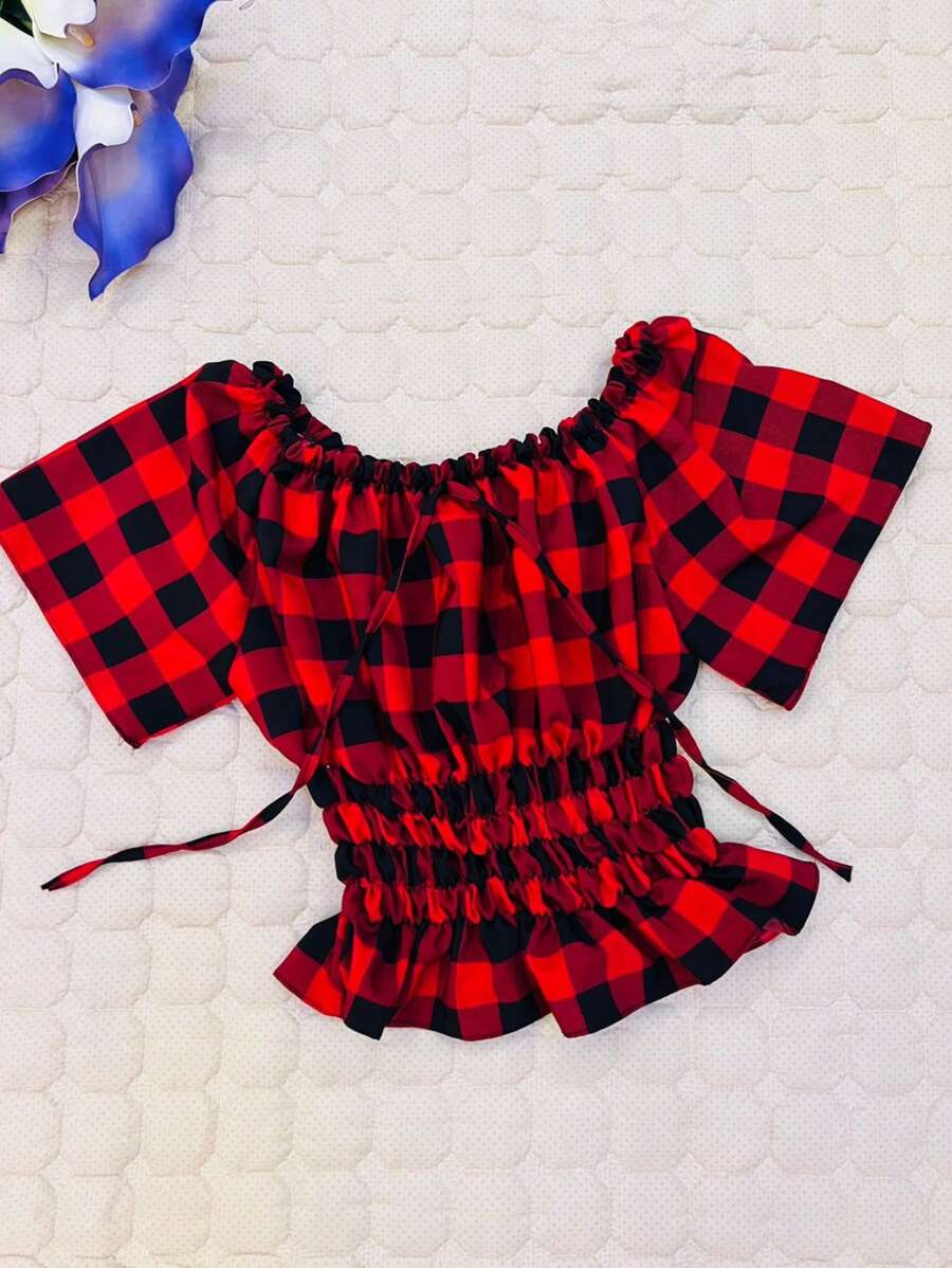 Women Blouses - 紅色 - 查看 1