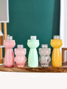 Cartoon Cute Cat Shaped Plastic Bottle, With Beads Inside, For Scented Beads Storage - Clear - View 1