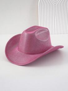 1pc Unisex Shiny Solid Color Cowboy Hat, Luxury Sparkly Bling Cowgirl Hat, Novelty Punk Style Wide-Brimmed Hat For Bridesmaids, Brides Or Gifts In 2024 Wedding Essentials, Girlcore, Silver Charm, BR Tropical Fashion Spring Summer Bright Colors, New Retro Outdoorsy Style Suitable For Boho Vacay, Parties, Western-Themed Activities, Gatherings, Engagements, Cosplay, Graduations, Costume Balls, Festivals, Weddings, Birthday Celebrations, Music Festivals, Coming-Of-Age Ceremonies. Halloween