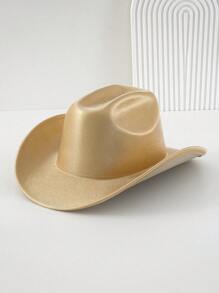 1pc Unisex Shiny Solid Color Cowboy Hat, Luxury Sparkly Bling Cowgirl Hat, Novelty Punk Style Wide-Brimmed Hat For Bridesmaids, Brides Or Gifts In 2024 Wedding Essentials, Girlcore, Silver Charm, BR Tropical Fashion Spring Summer Bright Colors, New Retro Outdoorsy Style Suitable For Boho Vacay, Parties, Western-Themed Activities, Gatherings, Engagements, Cosplay, Graduations, Costume Balls, Festivals, Weddings, Birthday Celebrations, Music Festivals, Coming-Of-Age Ceremonies. Halloween