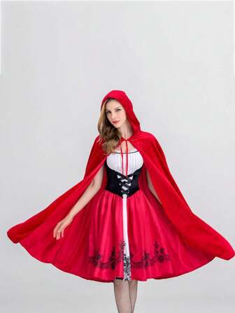 1pc Little Red Riding Hood Cosplay Costume Castle Queen Cape Fairy Tale Cosplay Costume Halloween Witch Prom
