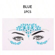 1pc/6pcs Rhinestone Face Stickers Crystal Face Stickers Show Party Masquerade Ball Oktoberfest Cosmetic Products Glue Free Decorative Stickers, Rhinestone Facial Tattoo Sticker For Party, Face Jewels Festival Makeup Eve Jewels Stick On Rhinestone For Face, Hair, Body, Eye