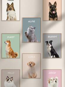 1pc Framed Personalised Pet Portrait, Custom Pet Portrait From Photo, Custom Cat Portrait, Custom Dog Portrait, Pet Memorial Ideas, Perfect Gift And Decoration, Pet Art Ornamental Exquisite, Stylish, For Anniversaries, For Valentine's Day, For Mother's Day, For Birthdays, For Children's Day, For Graduation, For Weddings, For Housewarming Dining Room, Living Room, Bedroom, Office, Tea Room, Home, Valentine Day, Valentine Day Decor Gifts, Slow Summer Living, Customized Wall Art, Chic Autumn