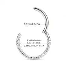 1-4 Pcs Stainless Steel Seamless Nose Rings/Piercing Jewelry, 6/8/10/12mm Twisted Unisex Punk Closed Hoop Earrings
