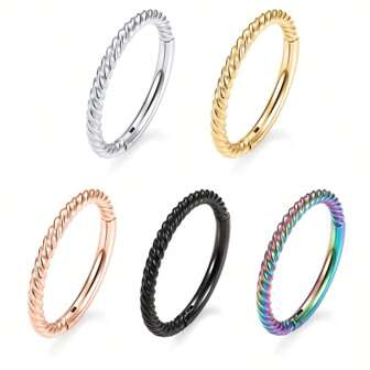 1-4 Pcs Stainless Steel Seamless Nose Rings/Piercing Jewelry, 6/8/10/12mm Twisted Unisex Punk Closed Hoop Earrings