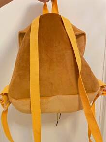 Hamburger Design Flap Backpack Colour Block Cute - Brown - View 9