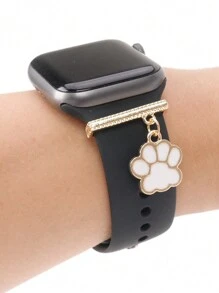 1pc Metal Cat & Dog Paw Watch Band Decoration Charm -Compatible With Apple Watch Band Accessories Compatible With Apple Watch Silicone Strap Series Decor Ring Nails