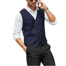 Luxury Slim Business Vest - Immediate Shipping - Navy Blue - View 4