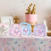 12pcs Butterfly Printed Gift Boxes, Tea Party Themed Gift Boxes For Spring And Summer, Birthday Party And Wedding Candy Decoration Gift Boxes, Assorted 3 Colors - Multicolor - View 5