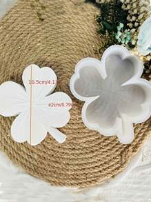 1 件装三叶草蜡烛硅胶模具，适用于 DIY 混凝土、水泥、石膏、环氧树脂、叶模、肥皂制作、室内装饰 - 白色 - 查看 2