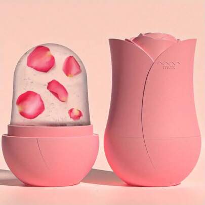 Rodillo facial de silicona con forma de rosa, cubo masajeador facial de hielo, rodillo para ojos y cuello, herramienta reutilizable para el cuidado de la piel, rodillo de cubos de hielo para tensar la piel y el área de los ojos, belleza, productos para el cuidado de la piel, spa, autocuidado, herramientas para el cuidado de la piel, cuidado facial, suministros para esteticistas, masaje, herramienta de masaje facial, rodillo facial, rodillo de hielo, rodillo facial de hielo