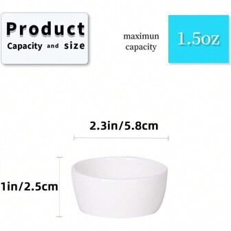 6 st. minisåsskålar i keramik, dessertkopp med dippskålar, små ramekins, 30 ml vitt porslin, för sushi, sojasås, ketchup, olivolja, förrätt, vaniljsås, pudding, geléshotglas, 1,5 oz, kök, julklapp, skolmaterial