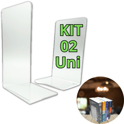 Bibliocanto Apoiador de Livros Aparador de Livros Acrílico Transparente Mesa Prateleira Armário 2 Unidades